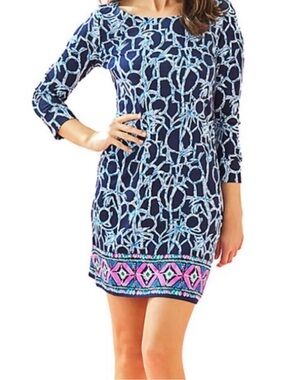 Lilly Pulitzer Hollie dress Nautical Print Dress with Pink Hem and keyhole back
